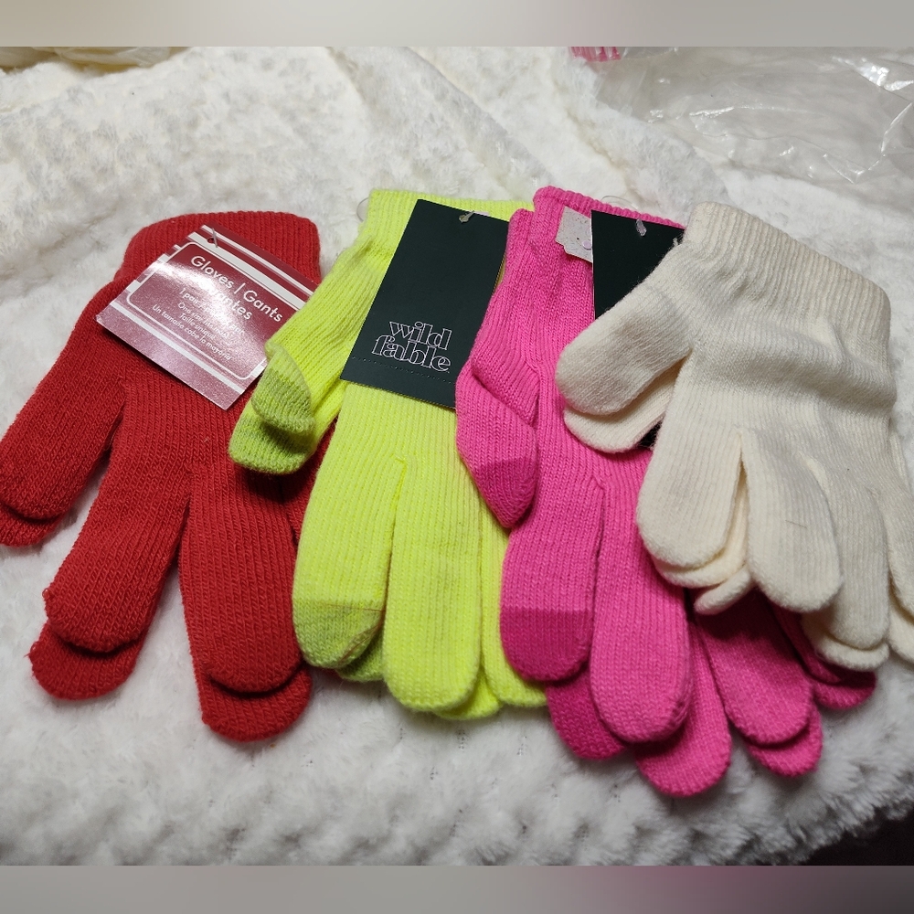 Bag of Bright Stretch Gloves Red pink neon yellow NWT
